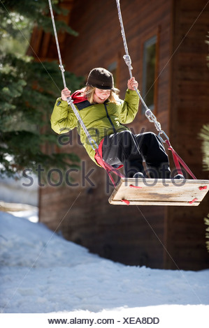 A Boy Plays Outside In Lake Tahoe California Stock Photo