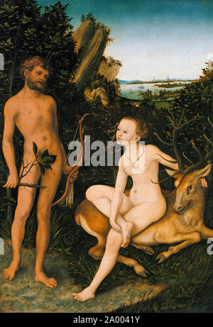 Apollo und Diana in Wald Landschaft - Lucas Cranach dem Älteren, ca. 1530 Stockfoto