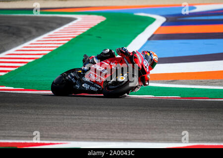 Misano Adriatico, Italien. 15 Sep, 2019. Andrea Dovizioso verpflichtet, seine Ducati auf der Strecke der Marco Simoncelli Rennstrecke von Misano Adriatico (Foto von Luca Marenda/Pacific Press) Quelle: Pacific Press Agency/Alamy leben Nachrichten Stockfoto