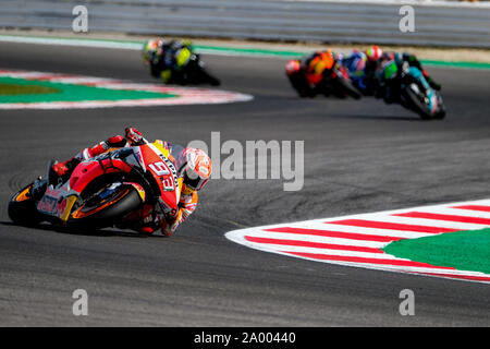 Misano Adriatico, Italien. 15 Sep, 2019. Marc Marquez führt im Rennen auf der Strecke der Marco Simoncelli Rennstrecke in Misano Adriatico (Foto von Luca Marenda/Pacific Press) Quelle: Pacific Press Agency/Alamy leben Nachrichten Stockfoto