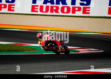 Misano Adriatico, Italien. 15 Sep, 2019. Marc Marquez wieder seiner Repsol Honda zum Sieg vor jungen Fabio Crashdown. (Foto von Luca Marenda/Pacific Press) Quelle: Pacific Press Agency/Alamy leben Nachrichten Stockfoto