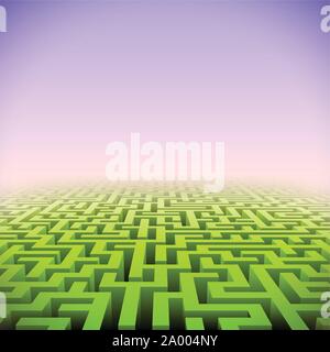 Abstrakte grüne Perspektive Labyrinth Stock Vektor