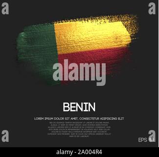 Benin Fahne aus Glitzern Pinsel malen Vektor Stock Vektor