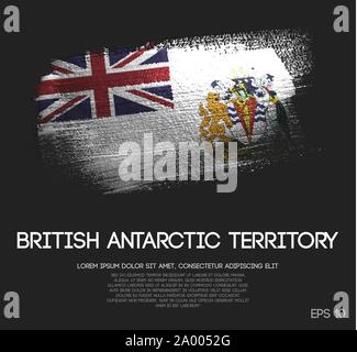 British Antarctic Territory Flagge aus Glitzern Pinsel malen Vektor Stock Vektor