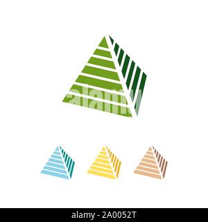 Abstrakte Dreieck 3D Pyramide logo Symbol Vektor auf weißem Hintergrund Stock Vektor
