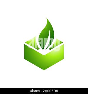 Umweltfreundliche erneuerbare grüne Verpackung Symbol logo Design Vector symbol Abbildung Stock Vektor