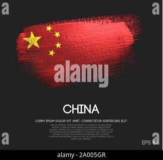 China Flagge aus Glitzern Pinsel malen Vektor Stock Vektor