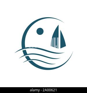 Schiff Boot Yacht segeln Logo Design vector Abbildungen Stock Vektor