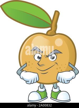 Grinsend cute longan Früchte cartoon mit Charakter Maskottchen. Stock Vektor
