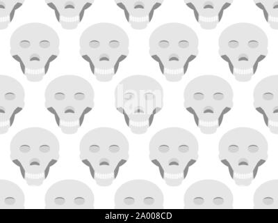 Nahtlose Muster mit Totenköpfen auf einem weißen Hintergrund. Vector Illustration Stock Vektor