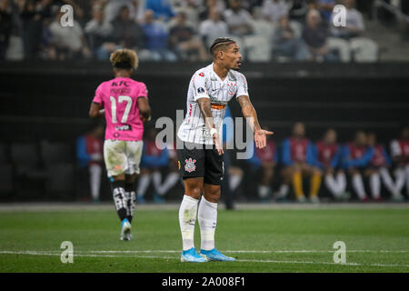 Sao Paulo, Brasilien. 18 Sep, 2019. Junior Urso bei einem Match zwischen Korinther vs Independiente Del Valle, ein Spiel von der South American Cup validiert, an die Korinther Arena, östlich von São Paulo (Foto von Thiago Bernardes/Pacific Press) Quelle: Pacific Press Agency/Alamy leben Nachrichten Stockfoto