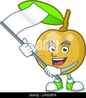 Mit Flagge longan frische Cartoon zum Nachtisch lecker. Stock Vektor