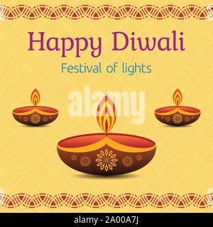 Happy Diwali Festival Illustration für Licht Festival von Indien. Happy Diwali Plakat Vorlage. Diwali Festival Grußkarte. Stock Vektor