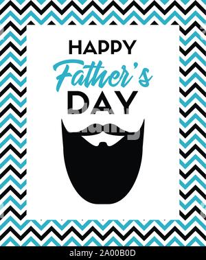 Happy Vatertag Grußkarte mit Bart Stock Vektor