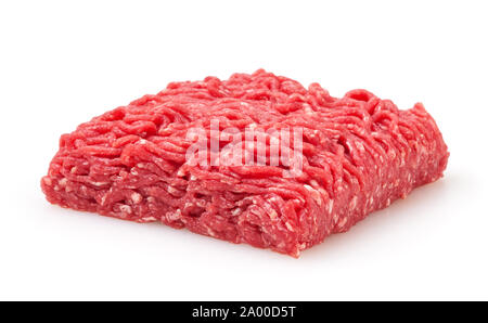 Frisches rohes Rindfleisch Hackfleisch auf weißem Hintergrund Stockfoto