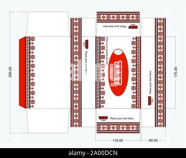 Feuchttücher box Template mit Stickerei verzierung Stock Vektor