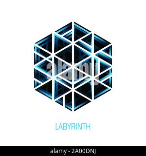 Hexagon band Labyrinth. Vektor abstrakte Logo Stock Vektor