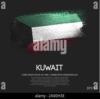 Kuwait Fahne aus Glitzern Pinsel malen Vektor Stock Vektor