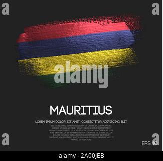 Mauritius Flagge aus Glitzern Pinsel malen Vektor Stock Vektor