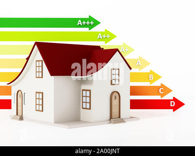 Energieeinsparung Charts und House. 3D-Darstellung. Stockfoto