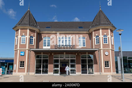 Bad Bentheim, Deutschland. 18 Sep, 2019. Blick auf den Bahnhof von Bad Bentheim. Der Bahnhof hat Deutschlands Bahnhof des Jahres 2019 gewählt worden durch eine Jury der Eisenbahn Lobby verband Allianz pro Schiene. Credit: Friso Gentsch/dpa/Alamy leben Nachrichten Stockfoto