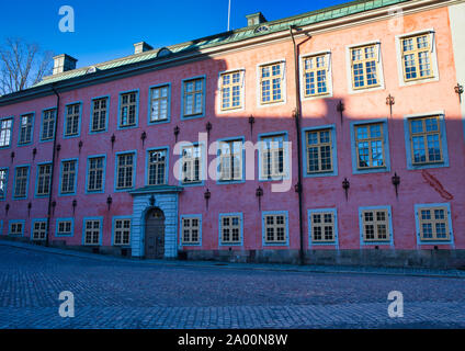 Farbenfrohe Fassade des Stenbockska Stenbock Palast (Palast) bei Sonnenaufgang, Birger Jarls Torg, Stockholm, Schweden Stockfoto