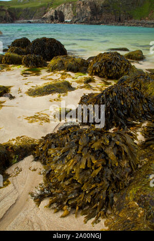 Zona intermareal (Gezeiten). Playa Dail Beag Strand. Lewis Insel. Die äußeren Hebriden. Schottland, Großbritannien Stockfoto