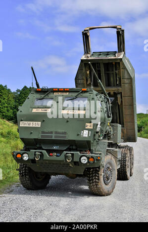 Yamoto, Japan. 17 Sep, 2019. Die US-Armee Artillerie Raketensystem M142 in den Vereinigten Staaten und Japan militärische gemeinsame Einsatz von 'Orient Shield 2019' an Oyanohara Force Base. Yamato, 17.09.2019 | Verwendung der weltweiten Kredit: dpa/Alamy leben Nachrichten Stockfoto