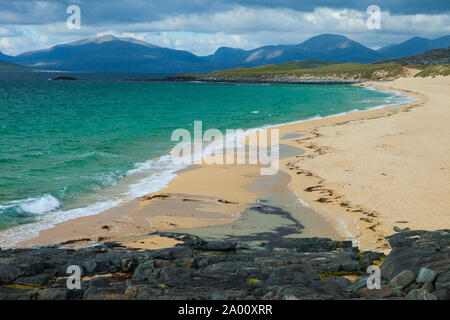 Playa de Scarista Strand. Sound von Taransay. South Harris Insel. Die äußeren Hebriden. Schottland, Großbritannien Stockfoto