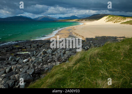 Playa de Scarista Strand. Sound von Taransay. South Harris Insel. Die äußeren Hebriden. Schottland, Großbritannien Stockfoto