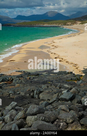 Playa de Scarista Strand. Sound von Taransay. South Harris Insel. Die äußeren Hebriden. Schottland, Großbritannien Stockfoto