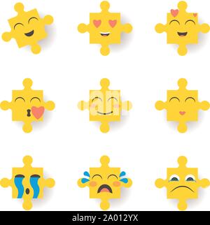 Puzzle Emoticon eingestellt Stock Vektor