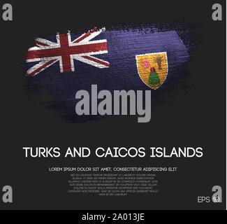 Turks- und Caicosinseln Flagge aus Glitzern Pinsel malen Vektor Stock Vektor