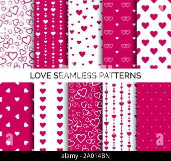 Nahtlose Muster mit Herzen. Einstellen der Hintergründe Stock Vektor