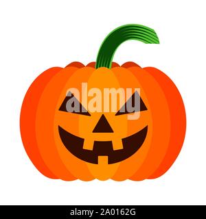 Halloween-Kürbis mit Grimasse auf weiß Stock Vektor