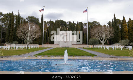 Draguignan/Frankreich - 06 Februar 2018: Rhone amerikanischen Friedhof und Denkmal an einem Wintertag Stockfoto