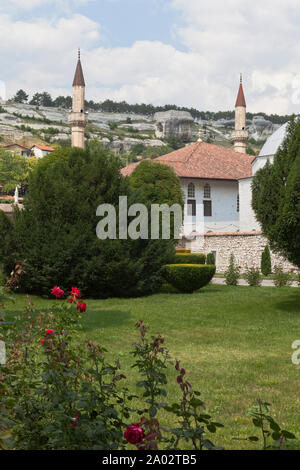 Bachtschyssaraj, Krim, Russland - Juli 22, 2019: Ansicht des Großen Khans Khan-Jami Moschee in der bachtschissarai Palace, Krim Stockfoto