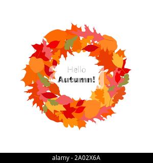 Bunte Blätter im Herbst Kranz, Web Template für Verkauf Kampagne, Grußkarte. Auf weissem Hintergrund. Vektor Stock Vektor