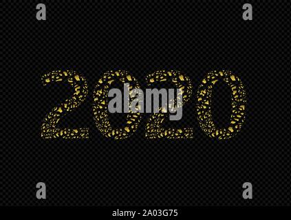 2020 gebrochen Goldenen Zahlen Stock Vektor