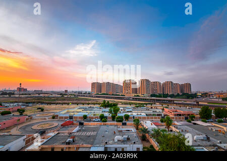 Schönen Sonnenaufgang Luftbild bei Dam mam Saudi-arabien. Stockfoto