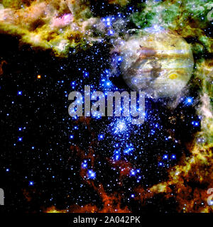 Planet Jupiter in der bunten sternklaren Universum. Elemente dieses Bild von der NASA eingerichtet. Stockfoto