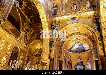 Schönheit der Pfalzkapelle Mosaiken in Palermo, Italien Stockfoto