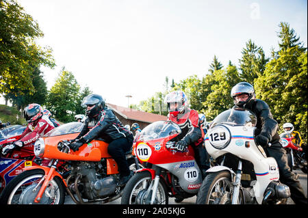 Auerberg Klassik - Auerbergrennen, Motorrad Oldtimer Rennen, Allgäu, Deutschland Stockfoto