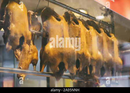 Chiu Chow stil Sojasoße kochen geschmorte Gans in Hongkong. Stockfoto