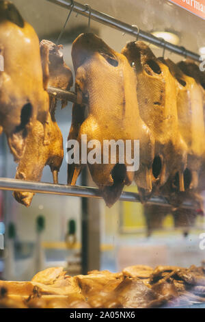 Chiu Chow stil Sojasoße kochen geschmorte Gans in Hongkong. Stockfoto