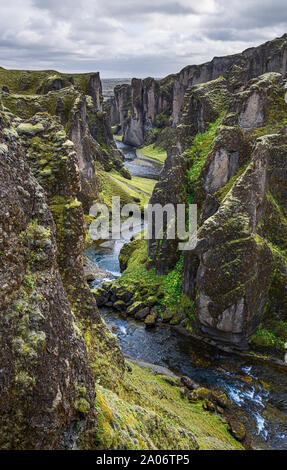 Fjadrargljufur Canyon in Island Stockfoto