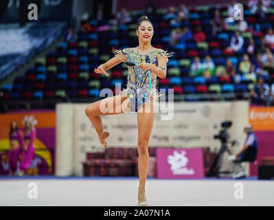 September 19, 2019: Alexandra Agiurgiuculese von Italien während der 37 Rhythmische Gymnastik Wm-Match zwischen und Tag 2 an den Nationalen Gymnastik Arena in Baku, Aserbaidschan. Ulrik Pedersen/CSM. Stockfoto