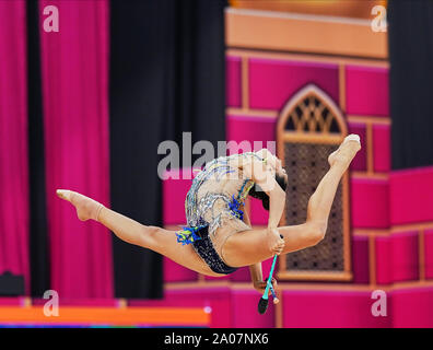 September 19, 2019: Alexandra Agiurgiuculese von Italien während der 37 Rhythmische Gymnastik Wm-Match zwischen und Tag 2 an den Nationalen Gymnastik Arena in Baku, Aserbaidschan. Ulrik Pedersen/CSM. Stockfoto