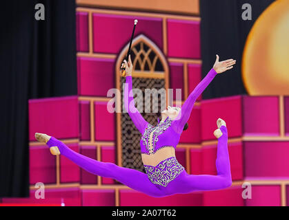 September 19, 2019: Vlada Nikolchenko der Ukraine während der 37 Rhythmische Gymnastik Wm-Match zwischen und Tag 2 an den Nationalen Gymnastik Arena in Baku, Aserbaidschan. Ulrik Pedersen/CSM. Stockfoto