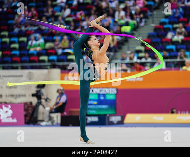 September 19, 2019: Vlada Nikolchenko der Ukraine während der 37 Rhythmische Gymnastik Wm-Match zwischen und Tag 2 an den Nationalen Gymnastik Arena in Baku, Aserbaidschan. Ulrik Pedersen/CSM. Stockfoto